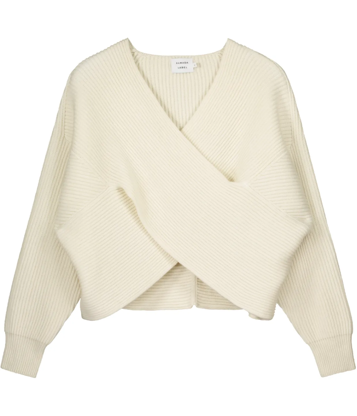 Almada Gia Cashmere and Merino Cross Wrap Sweater in Ivory Outlet