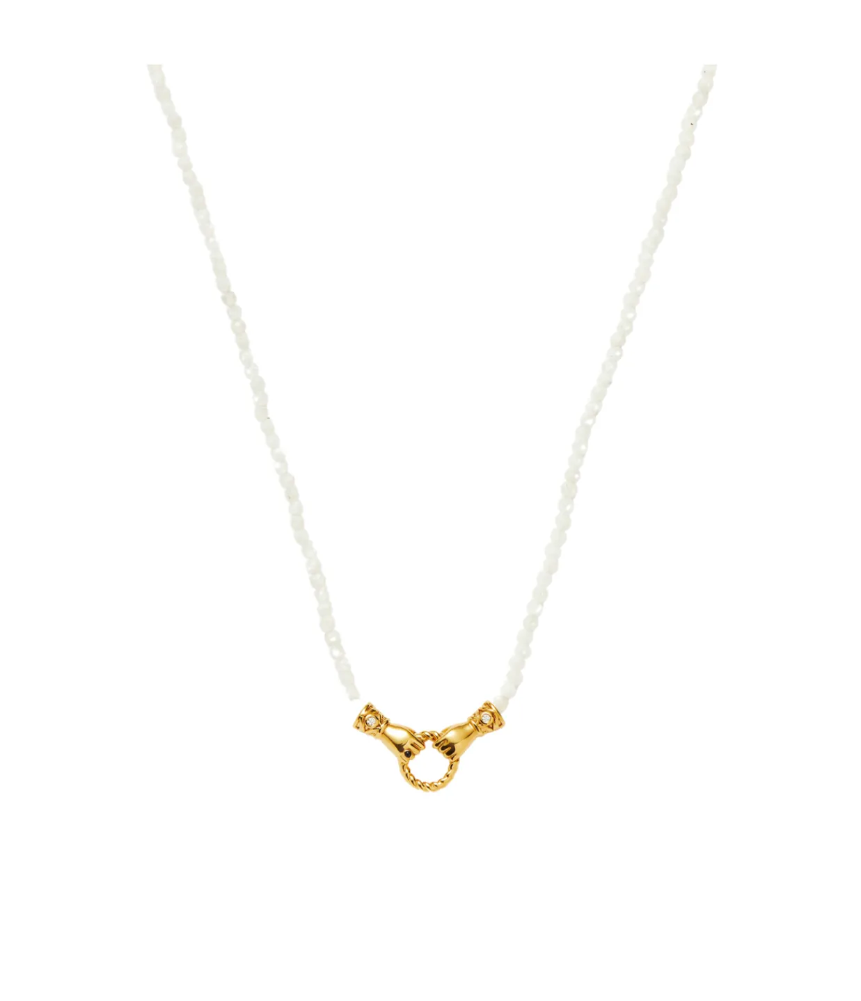 Missoma Harris Reed In Good Hands Mini Beaded Gemstone Necklace in Gold and Pearl Hot