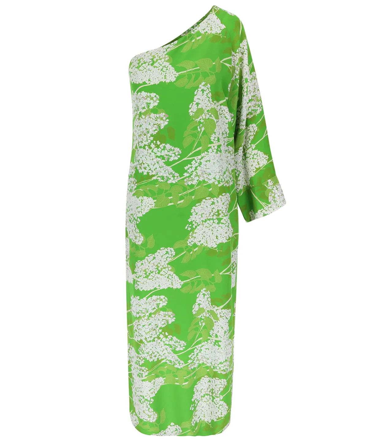 Bernadette Lola One Shoulder Silk Maxi Dress in White on Green Shop