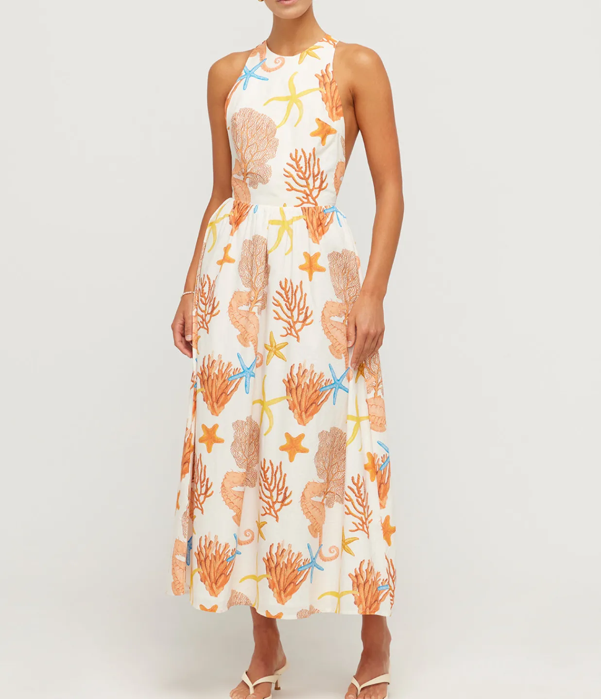 Palm Noosa Meridian High Neck Poplin Dress in Coral Best Sale