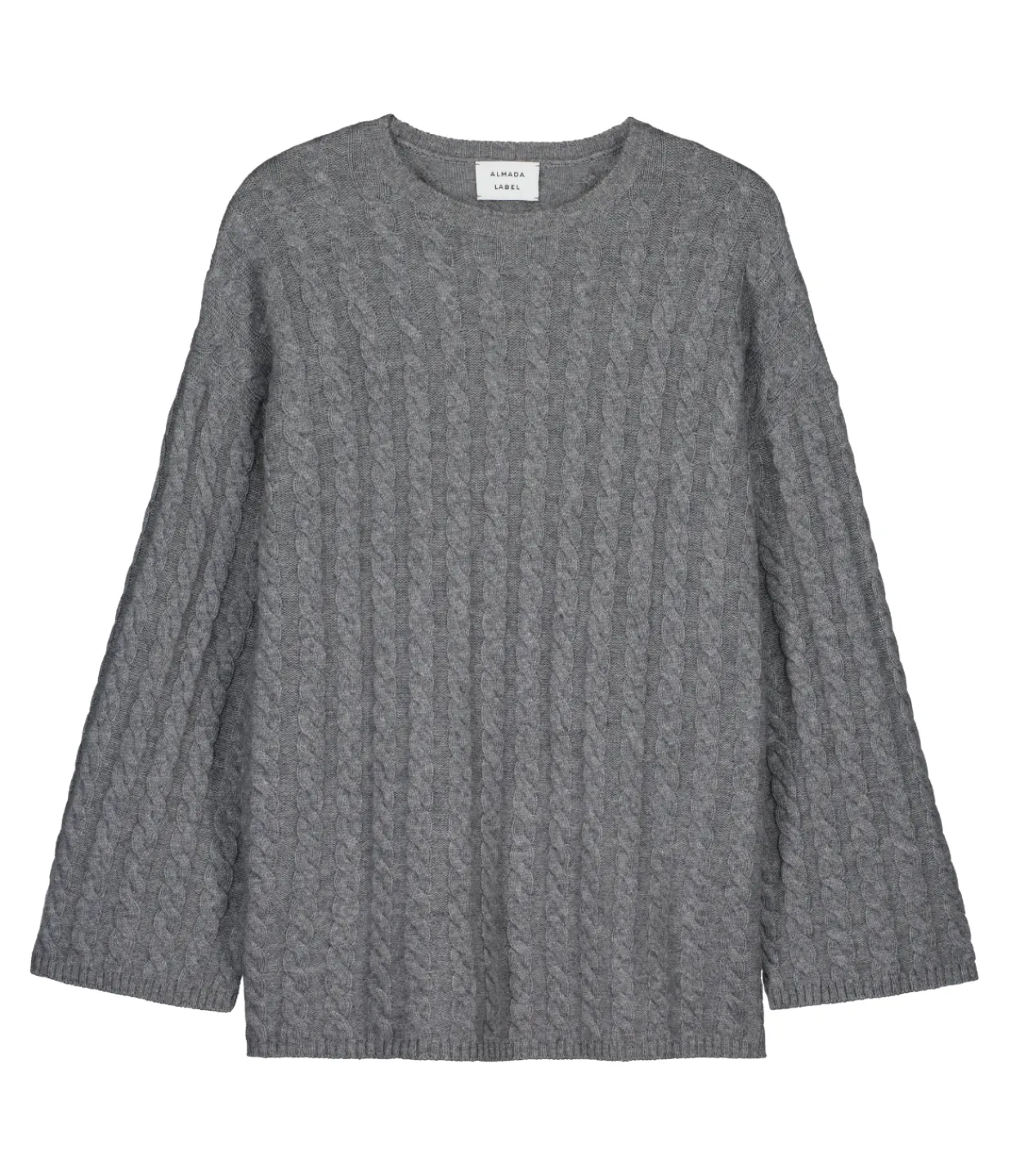 Almada Noa Cable Knit Cashmere and Merino Sweater in Medium Grey New